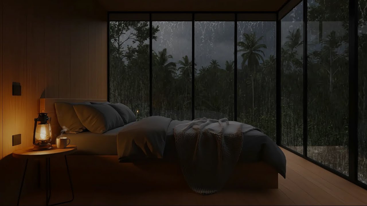 Rain & Soft Piano in a Cozy Bedroom 🌧️ Fall Asleep in Minutes | Deep Sleep Music