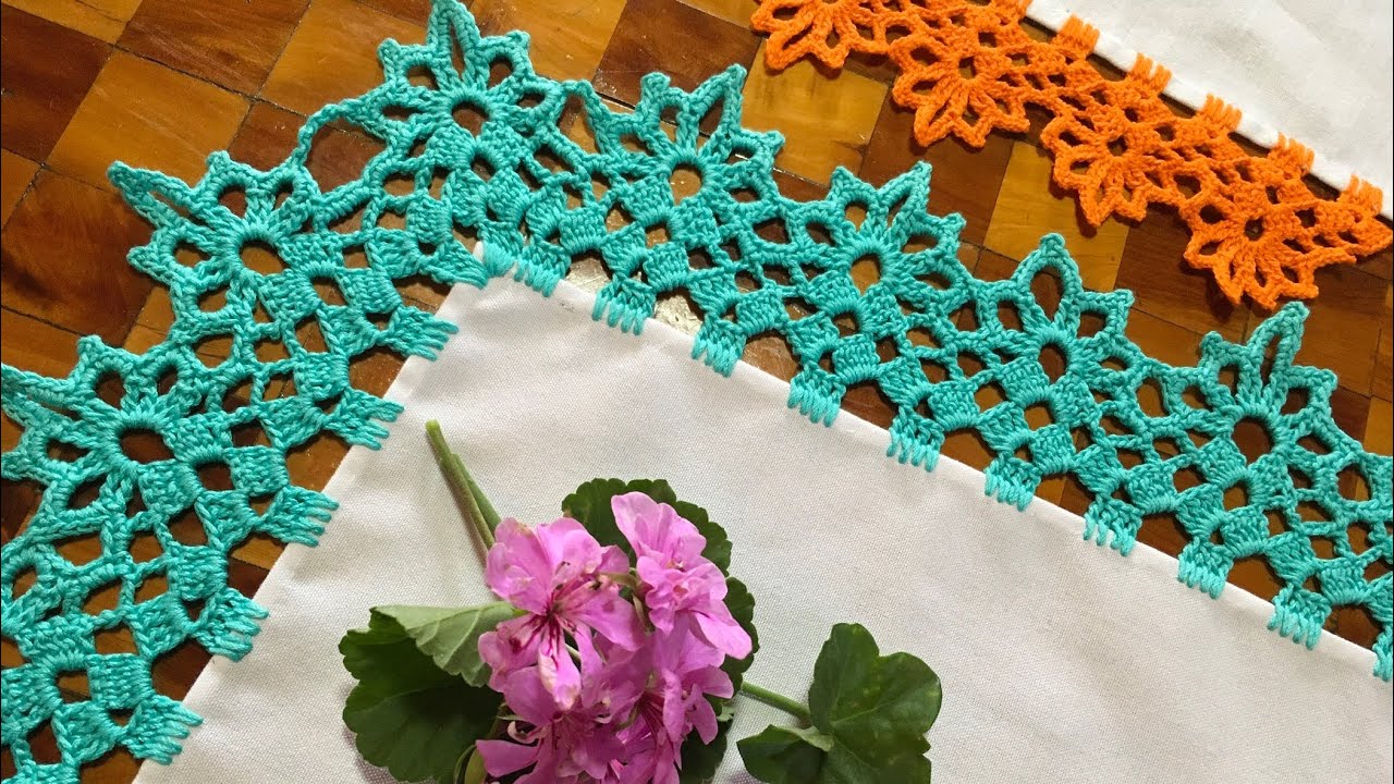 🧶ESPECTACULAR !! Se teje en 2 vueltas  🌺 puntilla grande para mantel  NUM. 308