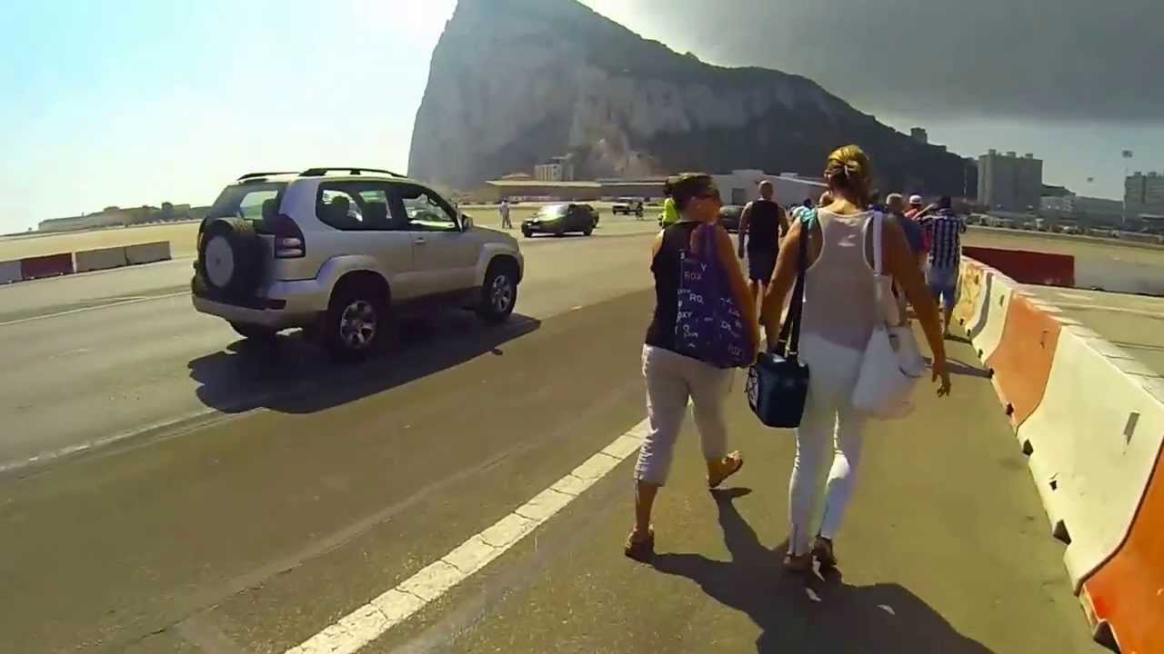 Walking Across The Runway At Gibraltar Airport