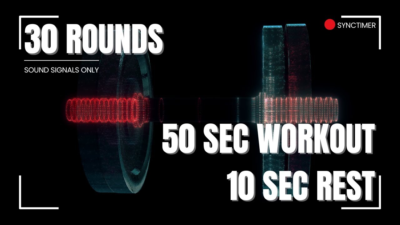 TIMER- 50s Workout + 10s Rest | 30 Rounds | 4K Timer with Sound Signals only 🔊⏳