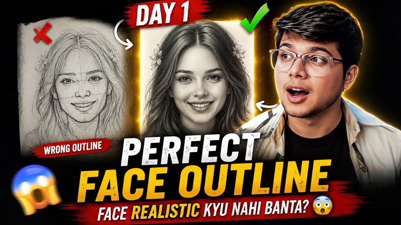 Agar Portrait Drawing Seekhni Hai To Yahi Se Start Karo 😳🔥 | #Day 1 Portrait Drawing Tutorial