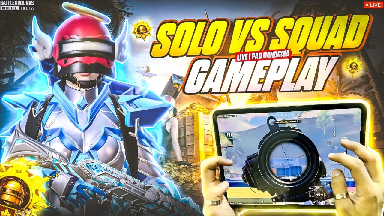 BGMI Live SOLO Vs SQUAD🥶 W HANDCAM🔥High Kills Chickens 