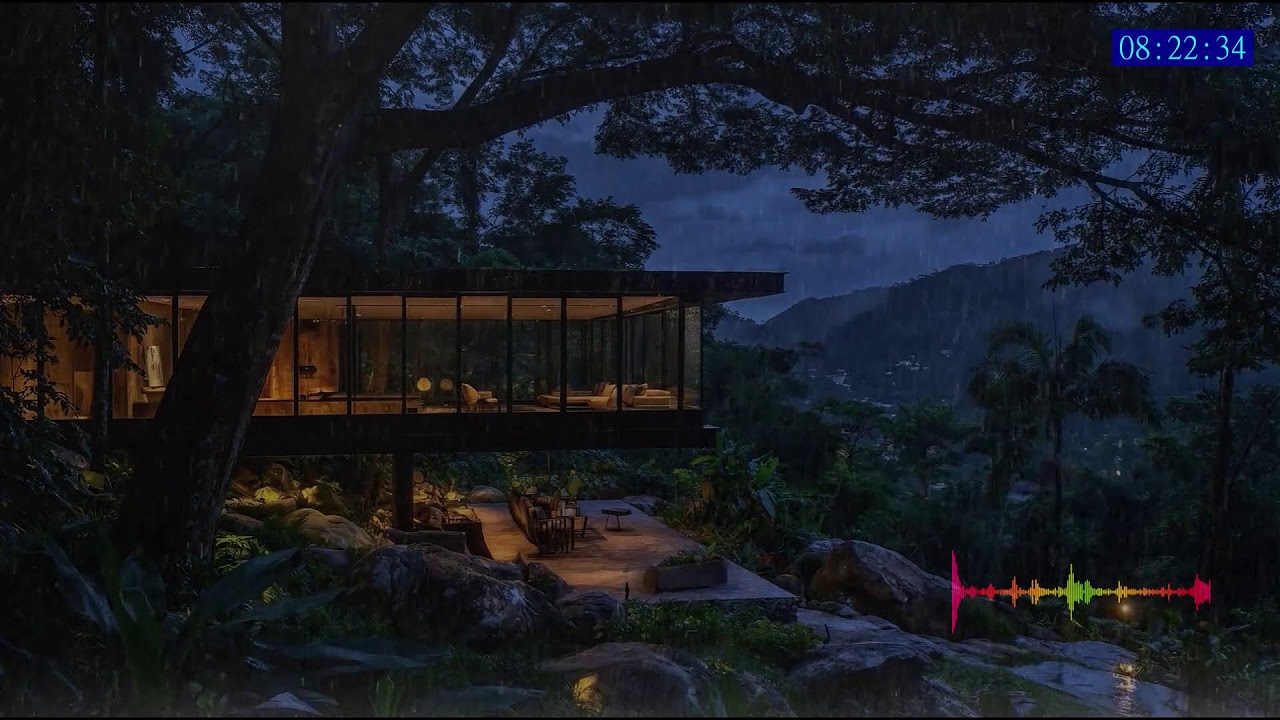 Deep Sleep Rain Sound Therapy with Light Thunder