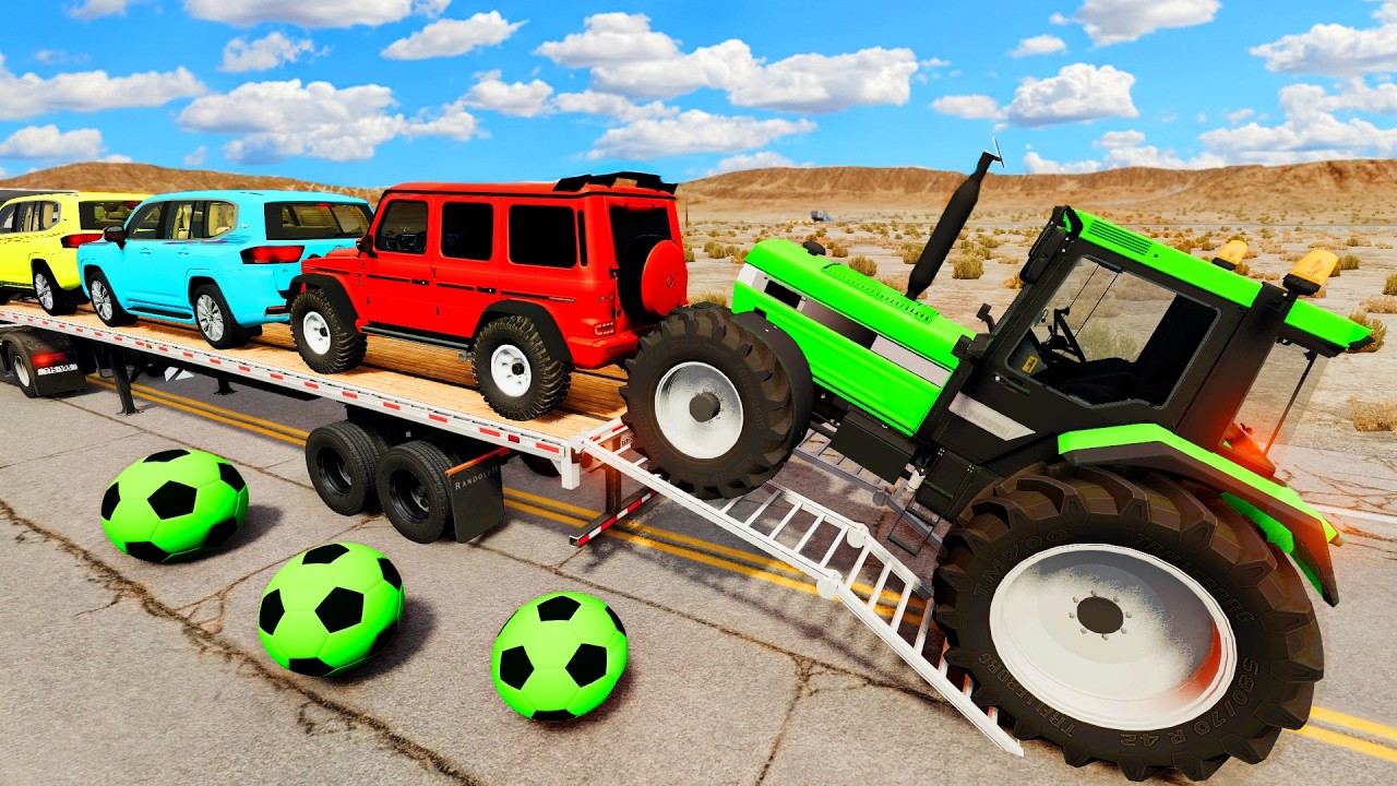Flatbed Truck Mcqueen | Transportation with Truck - Pothole vs Car #19 - BeamNG.Drive