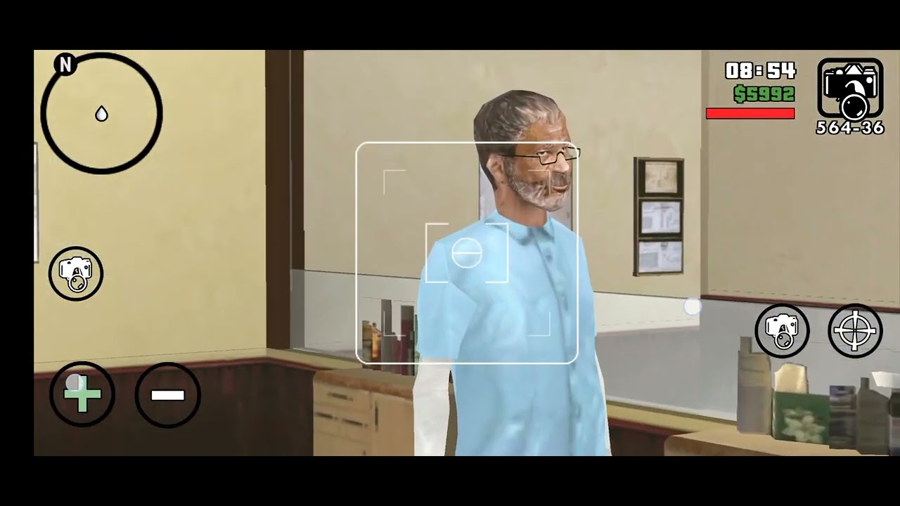 Fat CJ Was Looking To Morgan Freeman As Old Reece The Barbershop Man With The Camera GTA San Andreas