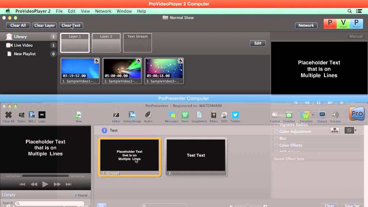 Работа с функцией текстового потока в ProVideoPlayer 2 (PVP2) и ProPresenter 5