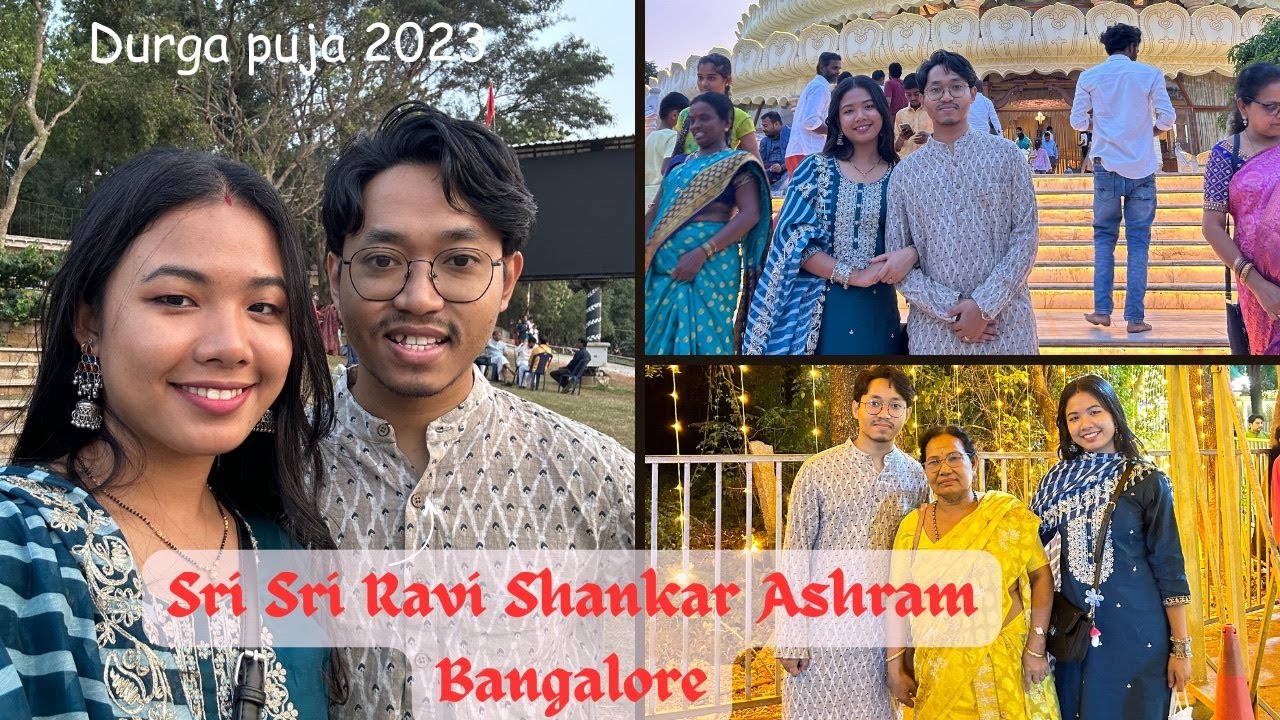 Visited Sri Sri Ravi Shankar Ashram Bangalore | The art of Living | Durga Puja | @KusumReangVlog