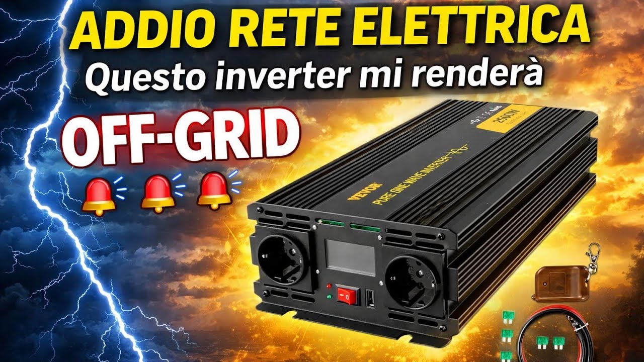 “Addio rete elettrica: questo inverter mi rende OFF-GRID 😱⚡”unboxing Vevor 12v 2500w