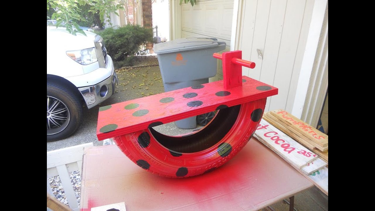 upcycled tire rocking horse