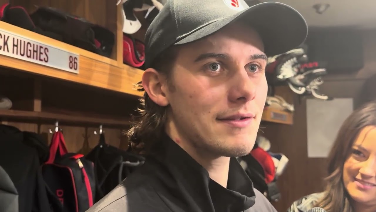Jack Hughes speaks after scoring HAT TRICK vs. Rangers