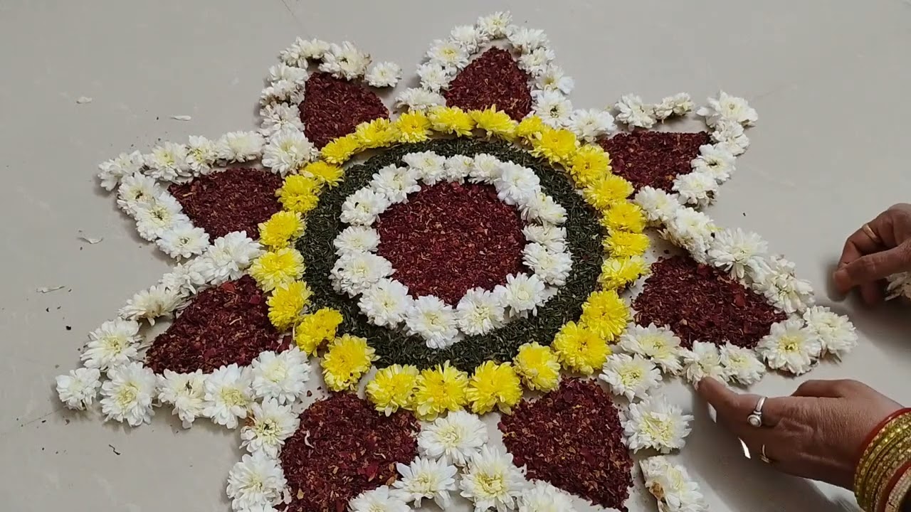 Onam special flower rangoli design #onamrangoli#flowerrangoli#onamspecial 