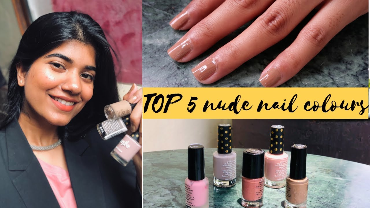 💅🏼MY TOP 5 NUDE NAIL COLOURS Under 100 rs/| perfect fit for COLLEGE/OFFICE| PURPLE HAUL|