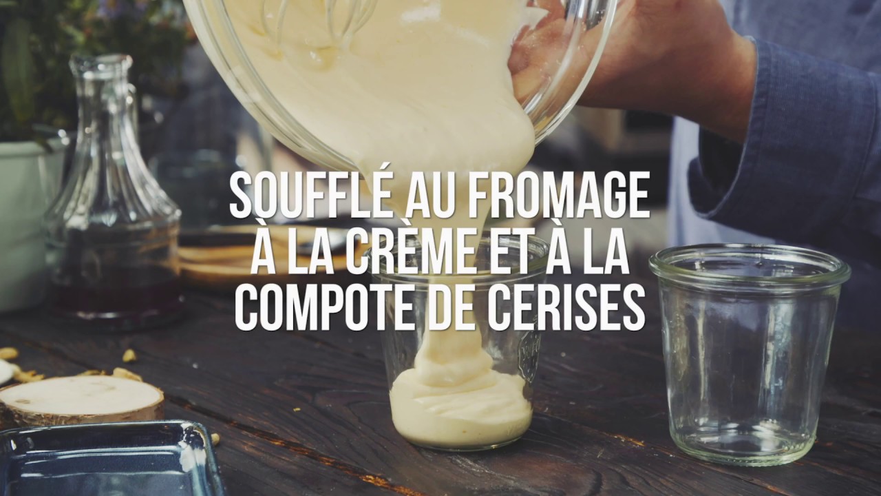 Souffl&eacute;s au fromage &agrave; la cr&egrave;me et &agrave; la compote de cerises