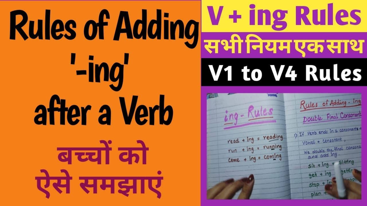 Rules For Adding '-ing' after a Verb | V+ing Rules | Verb में -ingलगाने के नियम बच्चों को ऐसे सिखाएं