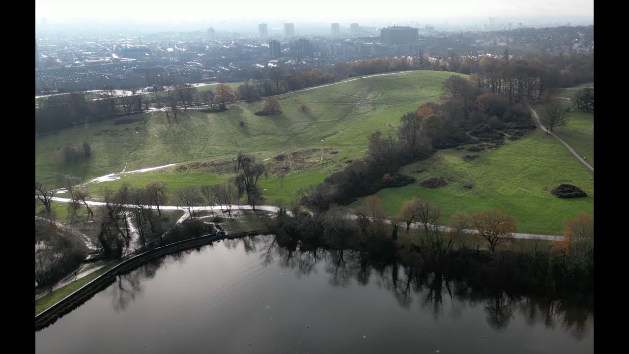 London UK. Parliament Hill & Hampstead Heath 4K Drone Footage. December 2022