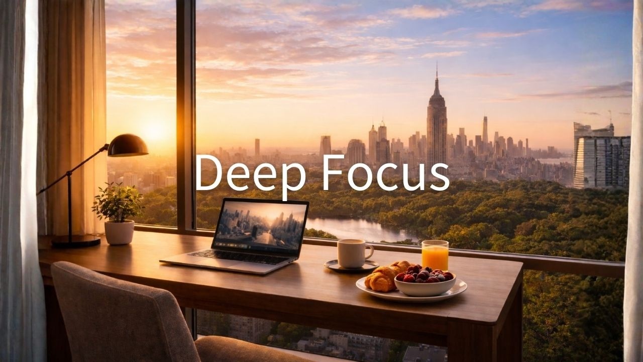 Deep Focus Music for Work | Manhattan Sunrise Office Ambience (2 Hours)