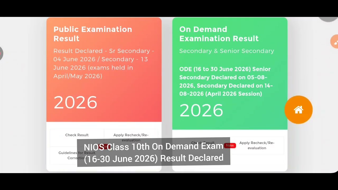 NIOS CLASS 10th On Demand Exam (16-30 June 2026) Result Declared (April 2026 Session)