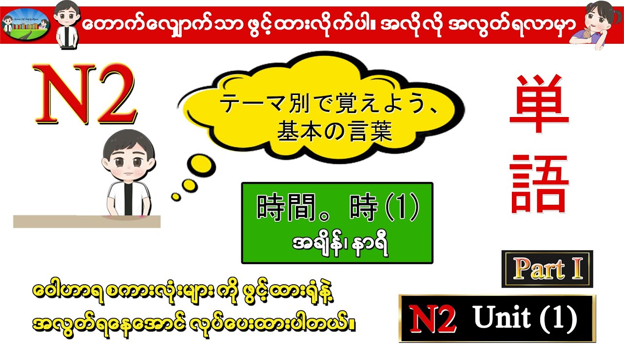 Part I Unit 1 -ဂျပန်စာ N2 ဝေါဟာရစာလုံးများ (Speed Master Vocab 2500)