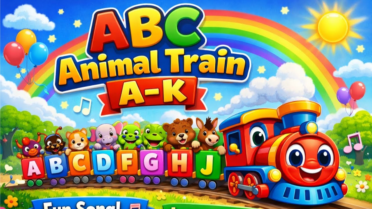 ABC Animal Train A to K 🚂 | Fun Alphabet Song for Kids | Nursery Rhymes & Learning Video