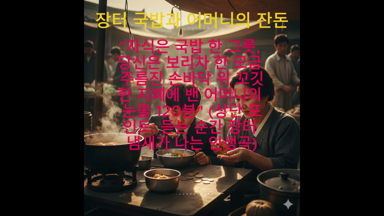[1시간 무한반복] 장터 국밥과 어머니의 잔돈 (원곡+해금 버전) - 6070 눈물샘 자극하는 애절한 효도 트롯 🍲🎻🤱
