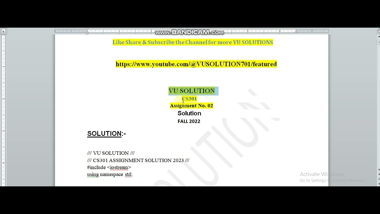 CS301 Assignment 2 Solution 2023 || CS301 Assignment 2 Solution FALL 2022