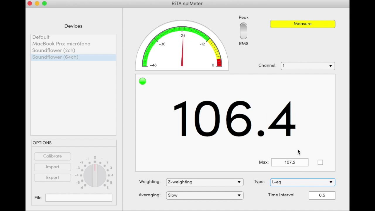 rita splMeter Calibration