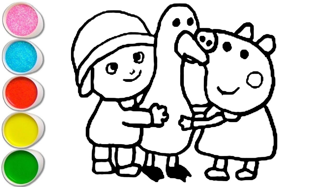 Cute pocoyo with friends drawing, painting, and Coloring For Kids and Toddlers_ Easy Drawing 