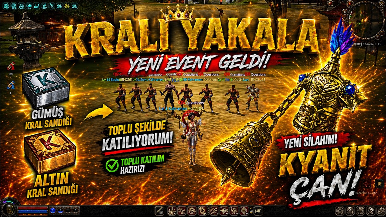 METİN2 YENİ EVENT! KRALI YAKALA👑| Yeni Silahım  Kyanit &Ccedil;an Aldım  Altın&G&uuml;m&uuml;ş Sandık Nerede Kasılır?