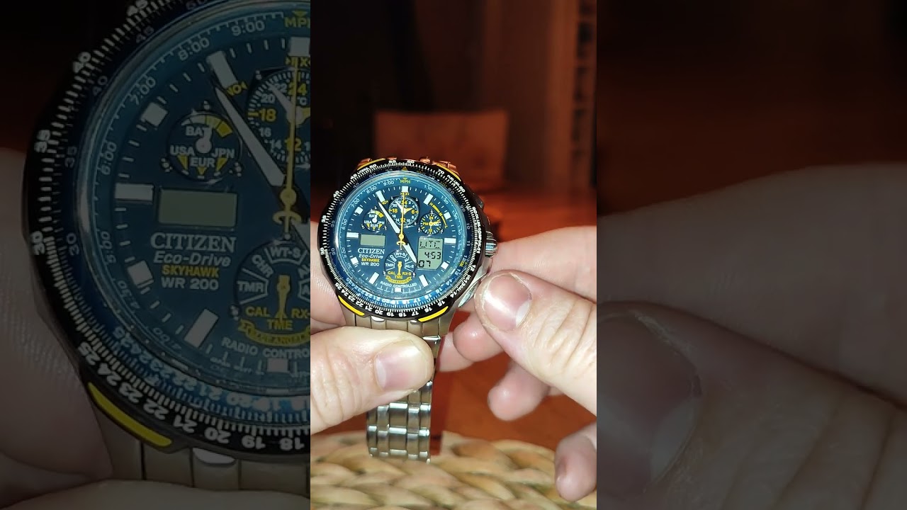 How to set time on a Citizen skyhawk ecodrive blue angles want more please comment like subscribe