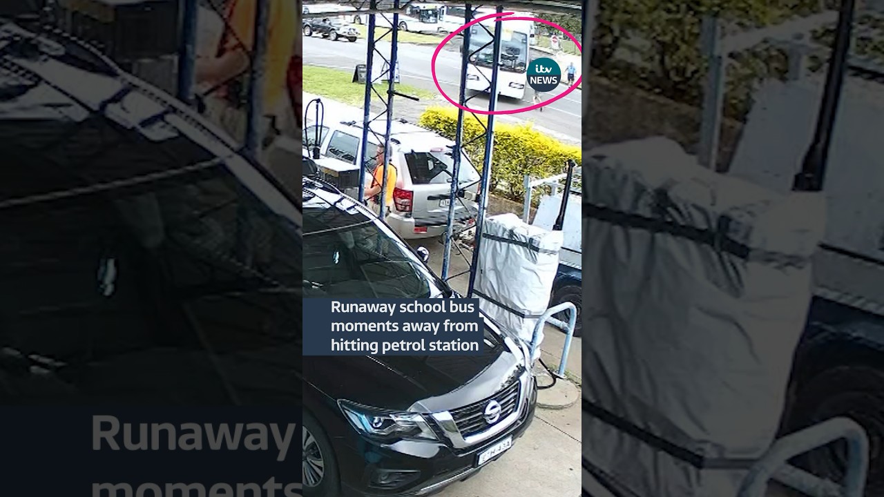 A runaway bus was moments away from hitting a petrol station before a teen intervened #itvnews