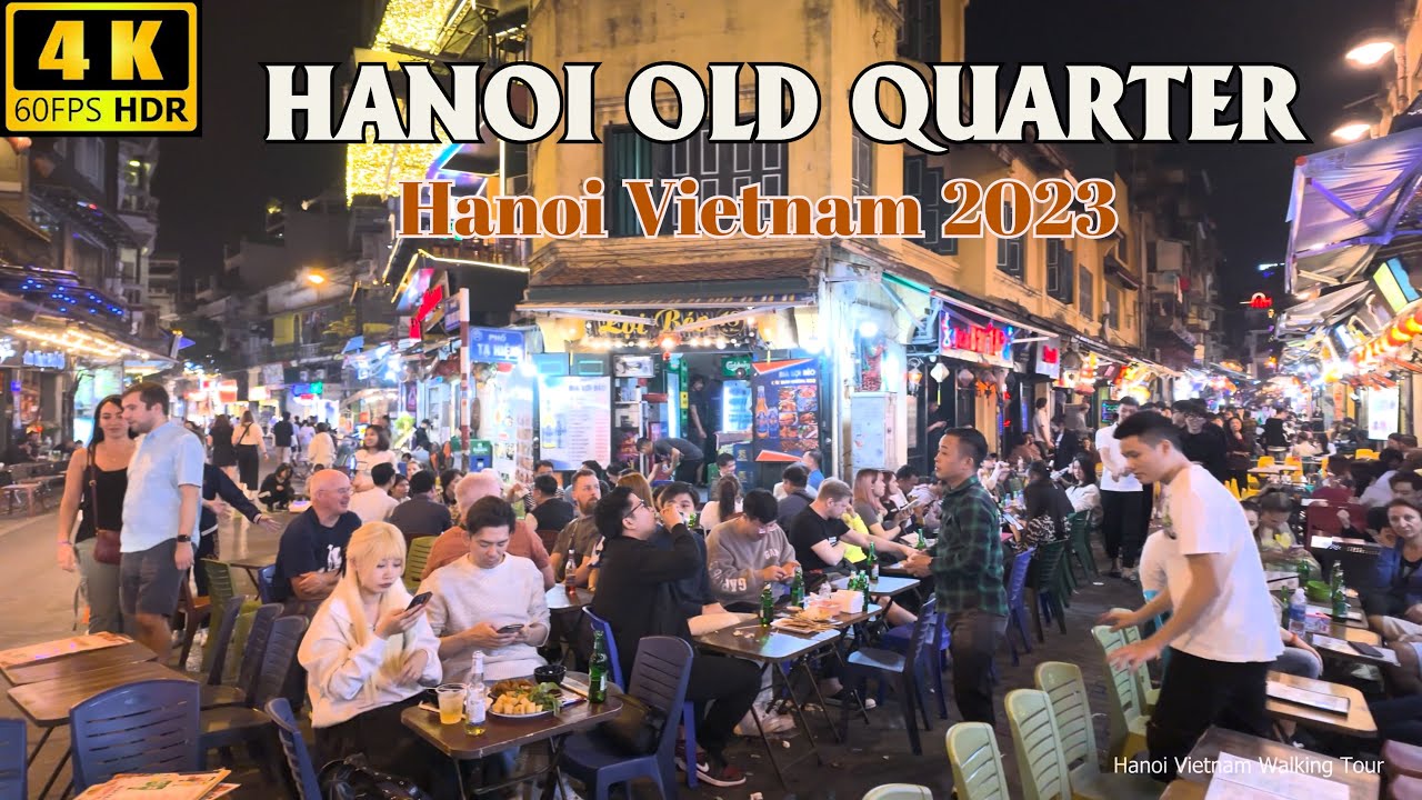 Hanoi Vietnam Walking Tour - Ta Hien Beer Street - Hanoi Old Quarter Monday Night | 4K HDR 60FPS