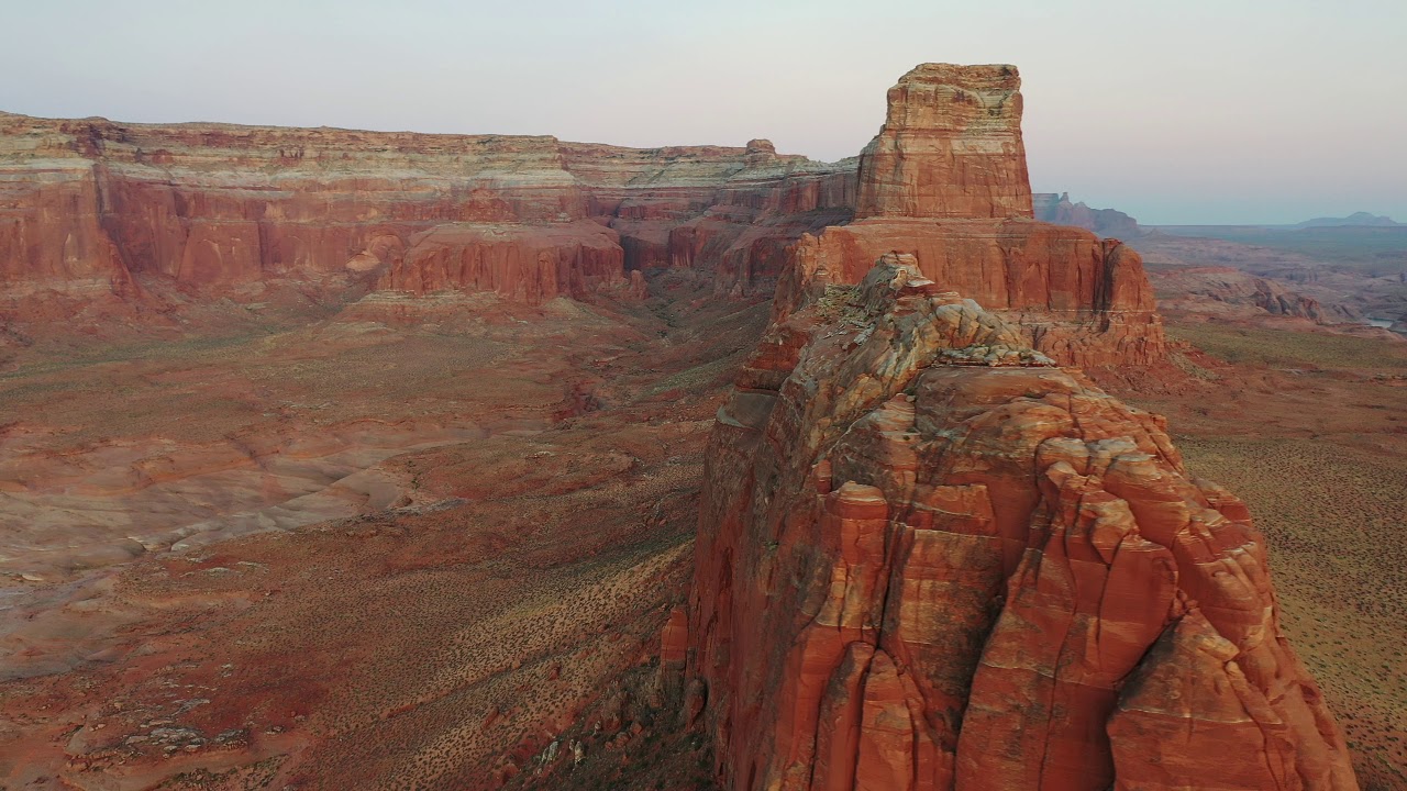 Aerial view of entrance to Face Canyon at Lake Powell 4K