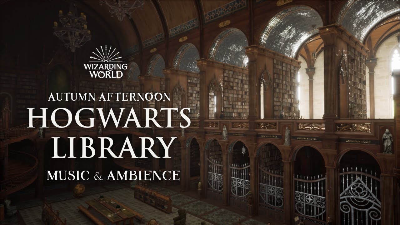 Autumn Afternoon at the Hogwarts Library🍁 | Peaceful Harry Potter Music & Ambience | 5 Hours
