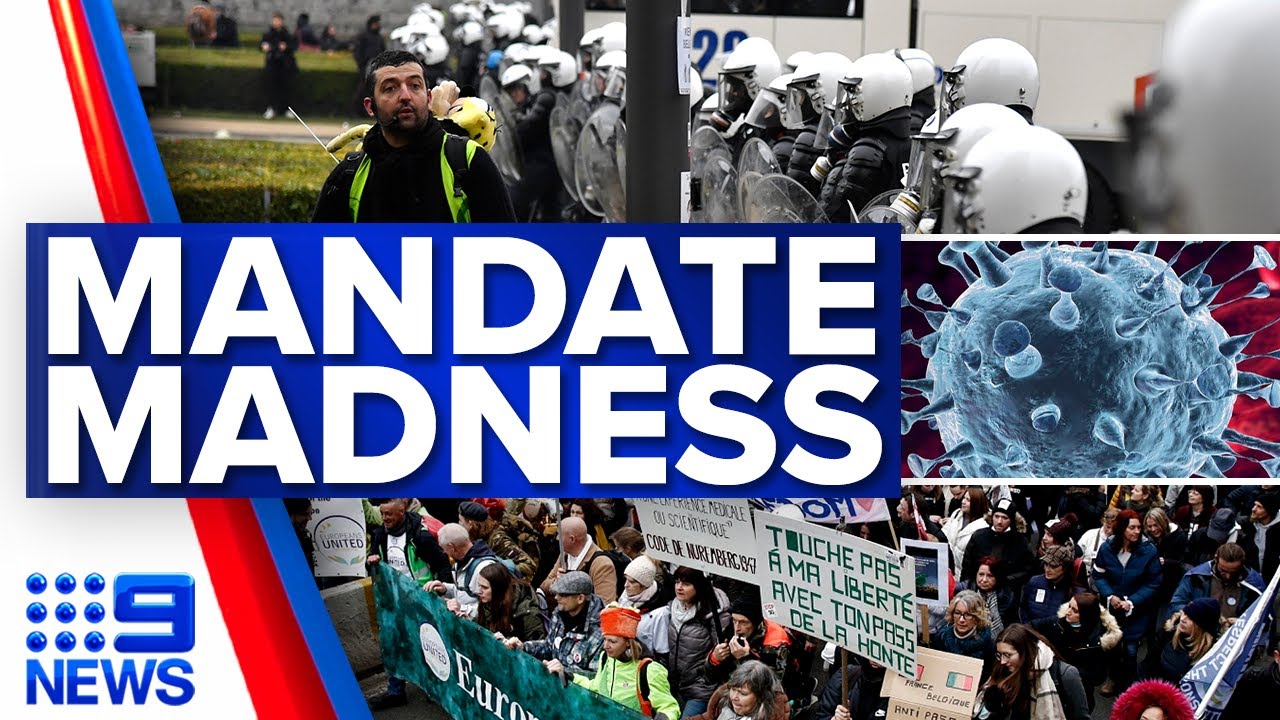Violent protests unleashed over COVID-19 mandates | Coronavirus | 9 News Australia