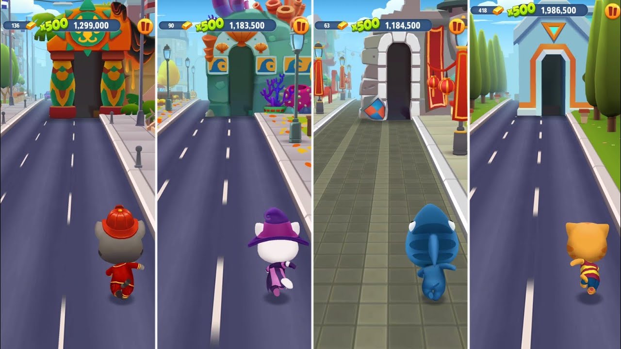 Talking Tom Gold Run Fireman Tom vs Valkyrie Angela vs Shark Hank vs Talking Ginger Android Gameplay