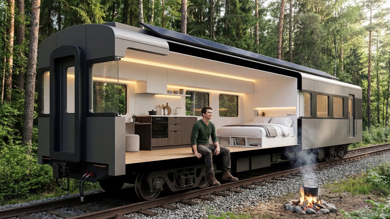 This Man Built a HIDDEN House INSIDE an Abandoned Train Car in the Forest — Survival Build (#1)