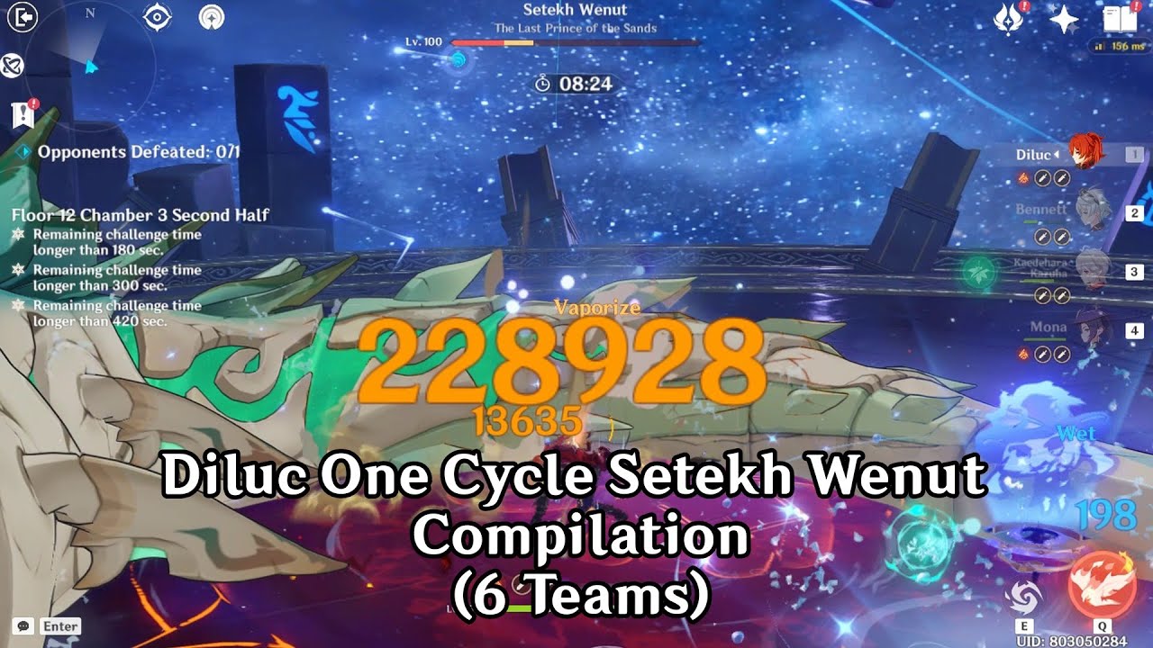 Diluc vs Wenut One Cycle Compilation | Genshin Impact