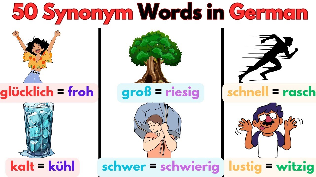Wichtige Deutsche Synonyme f&uuml;r a1 A2  | Important German Synonyms for a1 A2