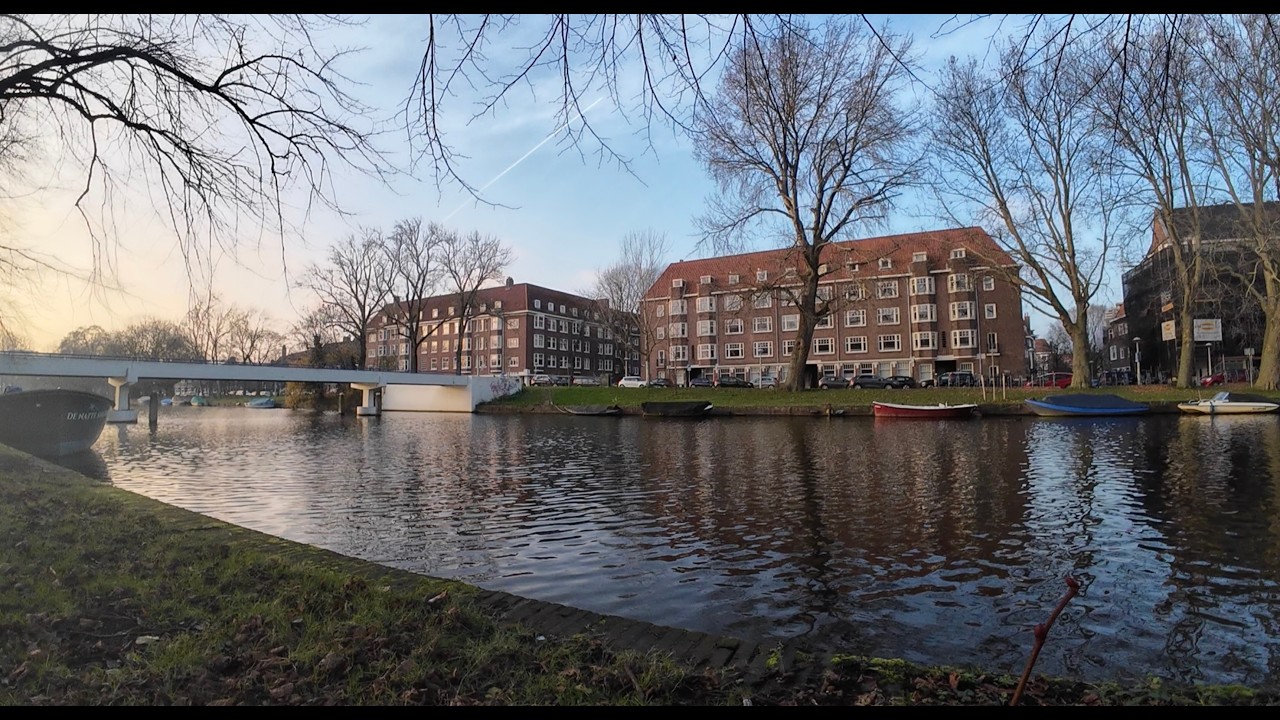 Peaceful Nature Sounds | Amsterdam Canal at Dusk (1 Hour)