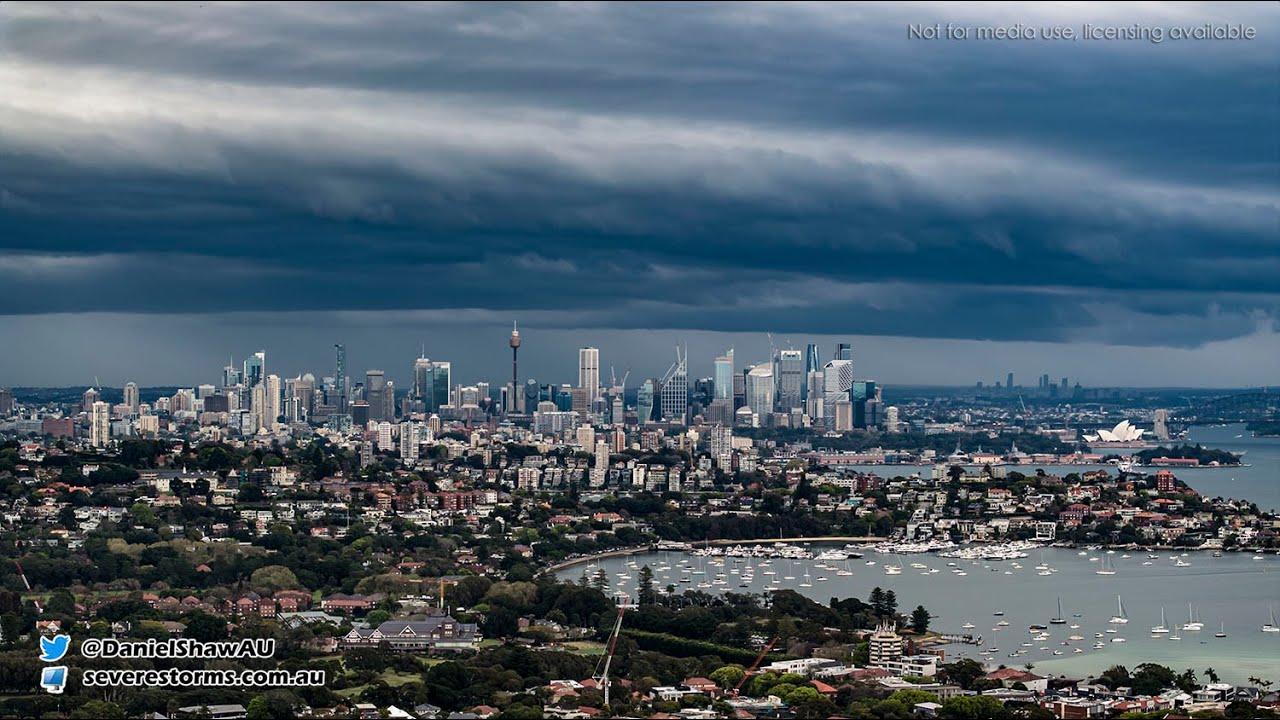 Storm moves over Sydney Australia in early spring