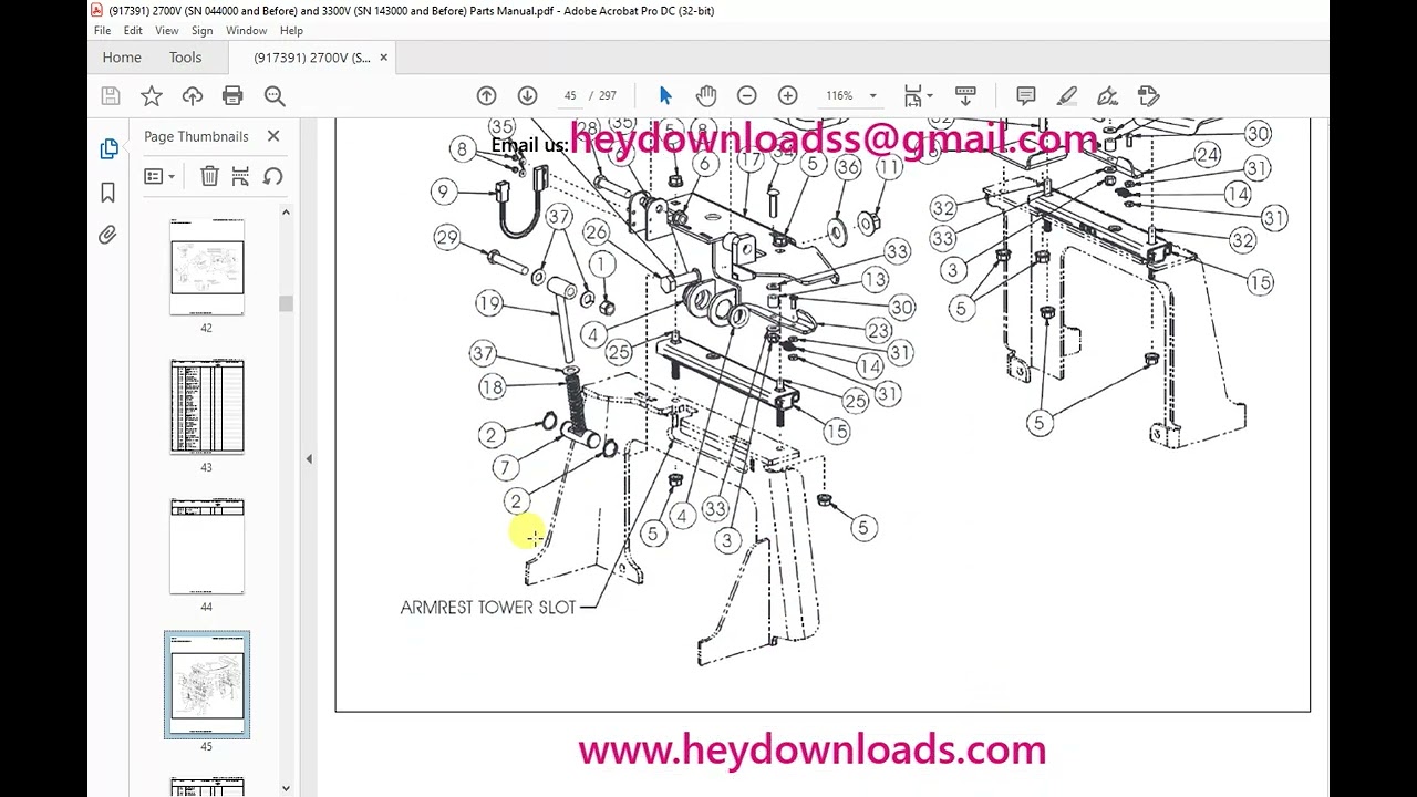 Mustang Manitou 2700V (SN 044000 and Before) 3300V (SN 143000 and Before) Loader Parts Manual 917391
