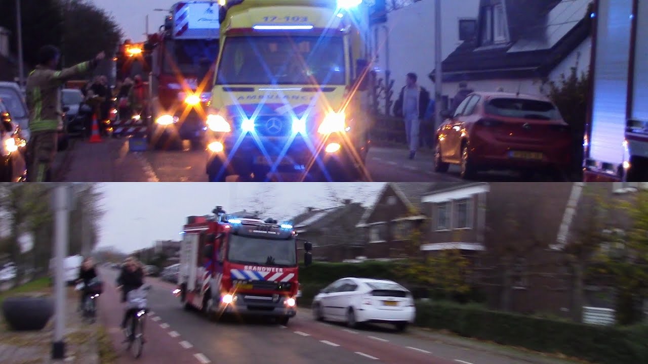 Brandweer Groene Tuin 17-3731 en Ambulance 17-103 naar en van en melding in Ridderkerk!
