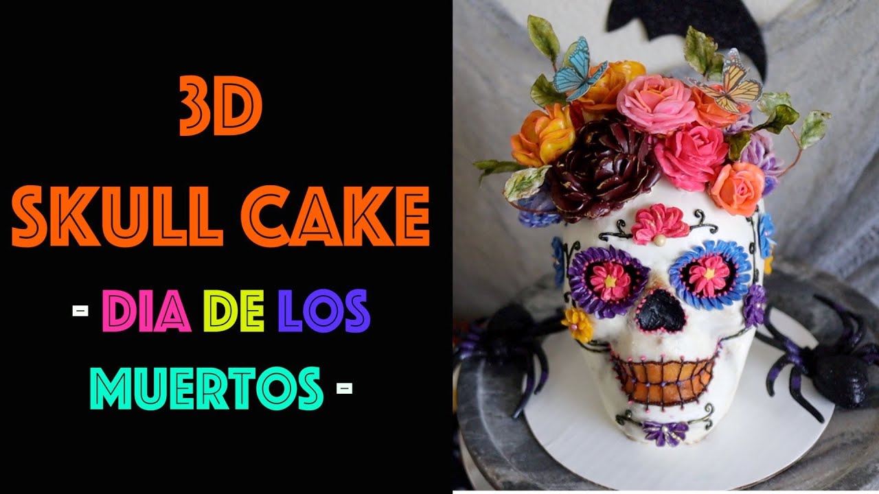 3D SKULL CAKE for Halloween/Dia de los muertos (Buttercream skull cake)