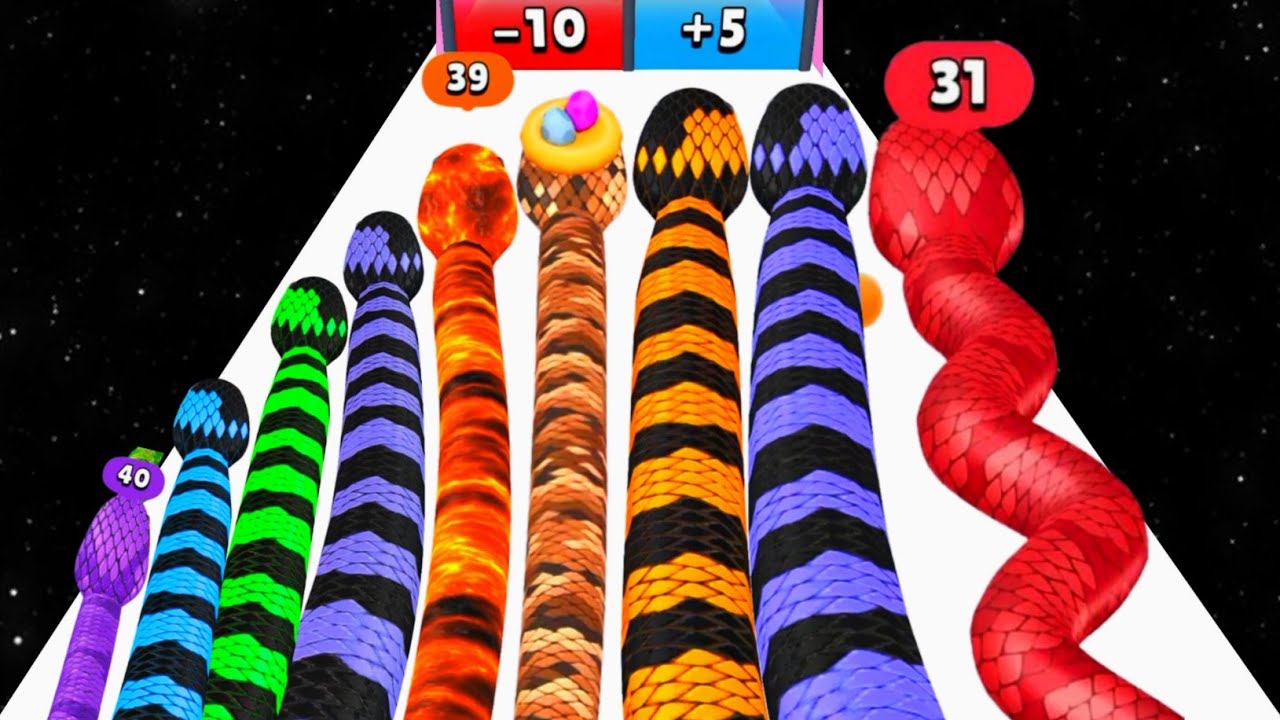 Snake Run Race vs Snake Clash - All Level Gameplay (NOOB vs PRO vs HACKER) 