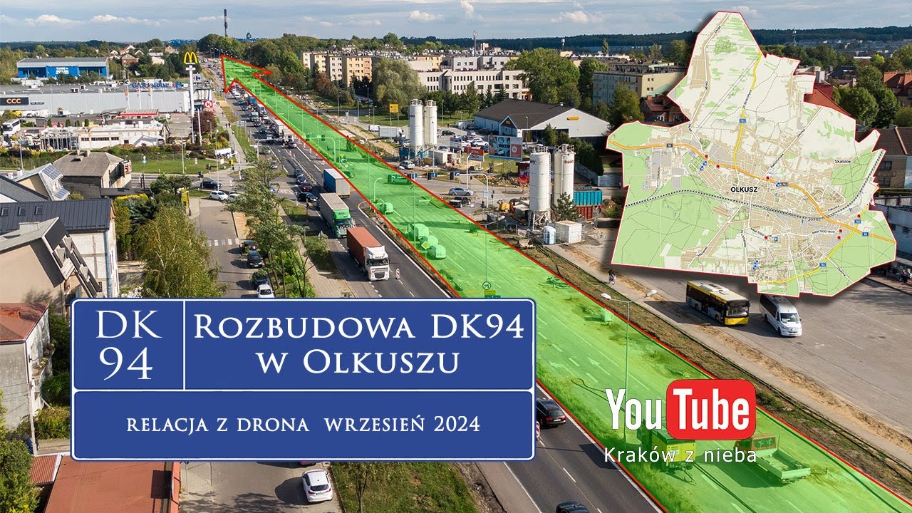 DK94 w Olkuszu - rozbudowa i remont. Relacja z drona wrzesień 2024