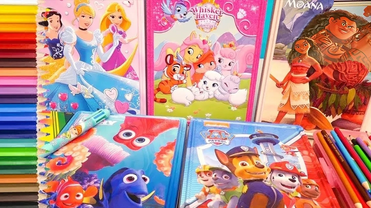 Coloring Paw Patrol, Disney Princess, Moana, and More Fun Activities for Children