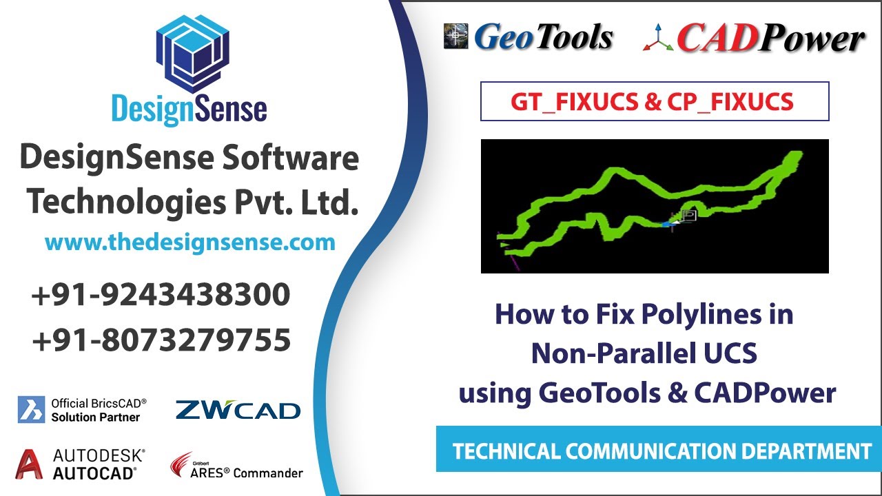 How to fix polylines in non-parallel UCS and make them all 2D? | GeoTools & CADPower Tutorials Hindi