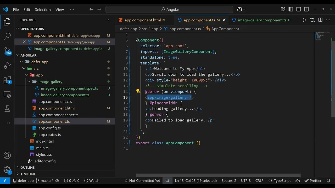 Angular @defer loading demo