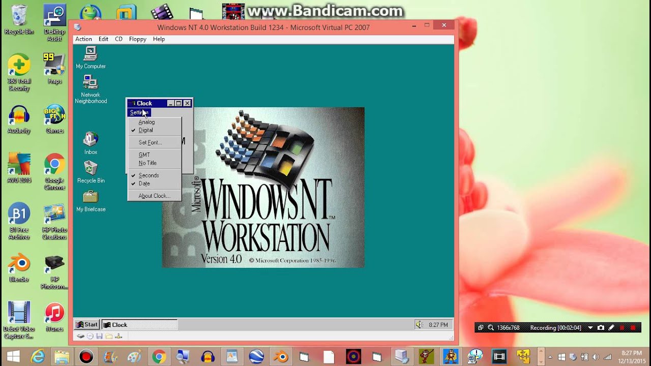 Microsoft Cairo (Windows NT 4.0 Beta 1) Build 1234 on Microsoft Virtual PC 2007