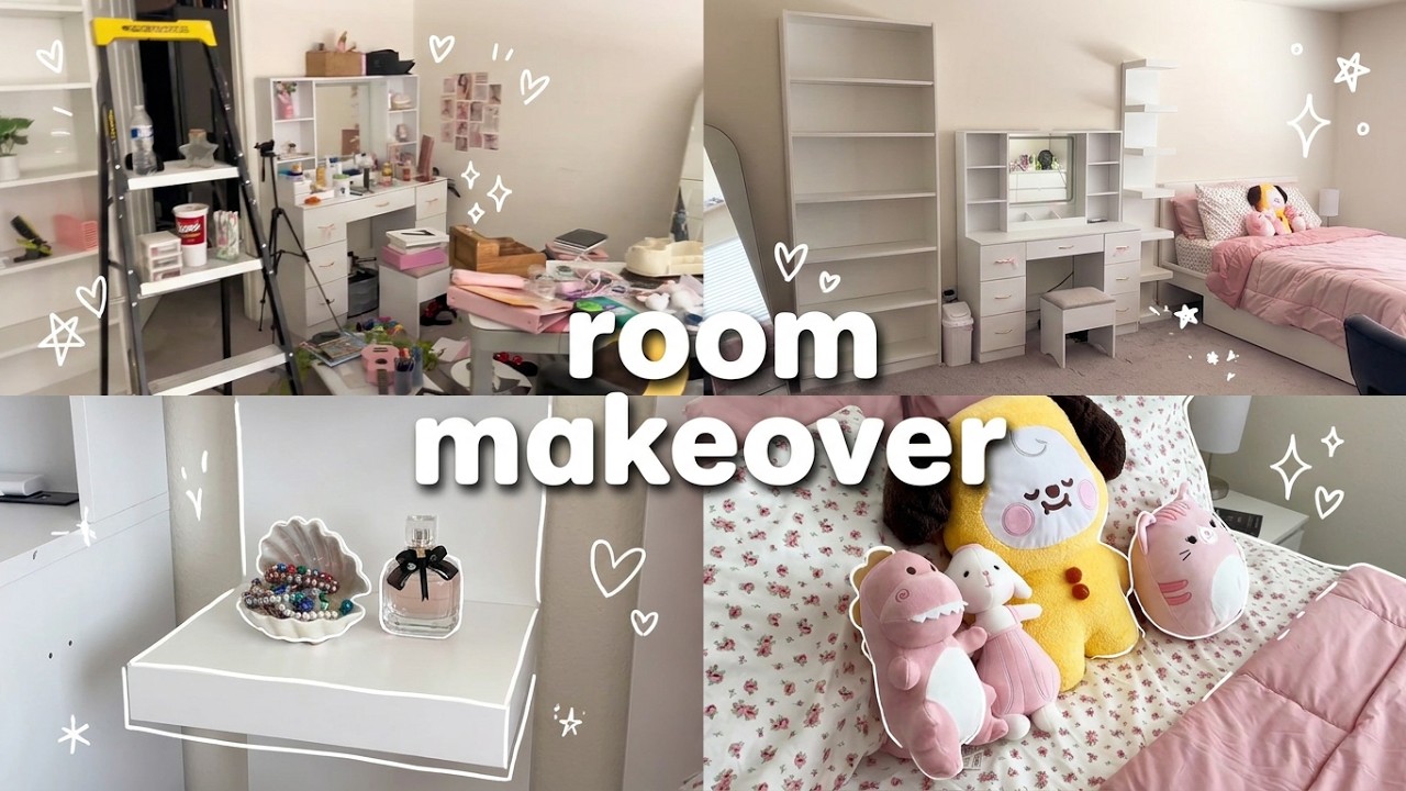 EXTREME ROOM MAKEOVER  🎀 Pinterest Inspired Clean Girl Aesthetic + tour